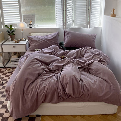 Solid Color Velvet Bedding Set