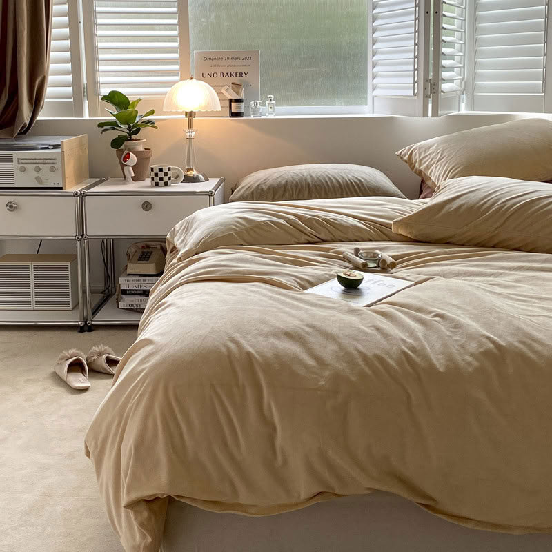 Solid Color Velvet Bedding Set