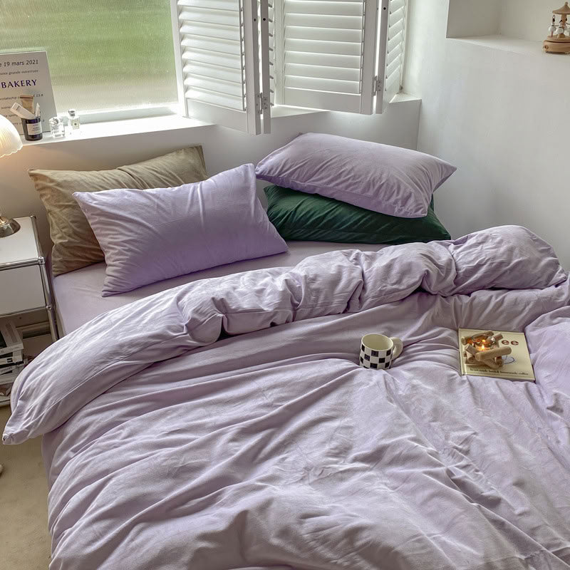 Solid Color Velvet Bedding Set