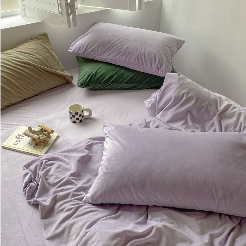 Solid Color Velvet Bedding Set