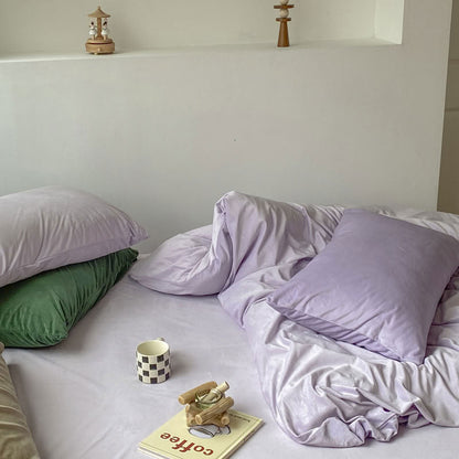 Solid Color Velvet Bedding Set