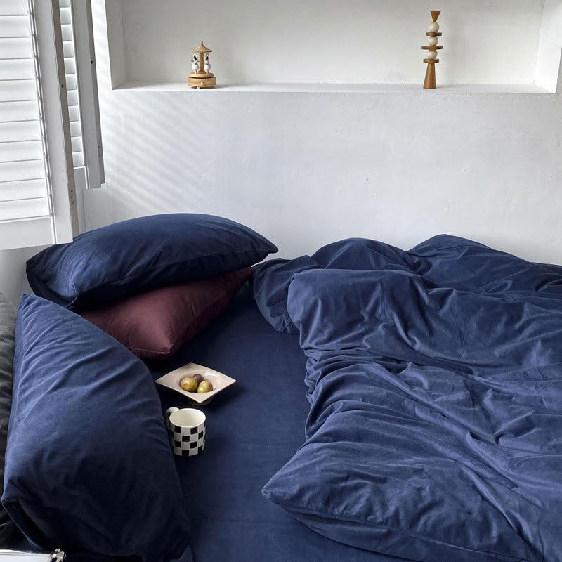 Solid Color Velvet Bedding Set