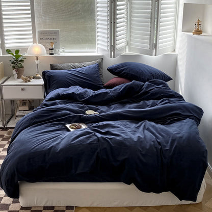 Solid Color Velvet Bedding Set