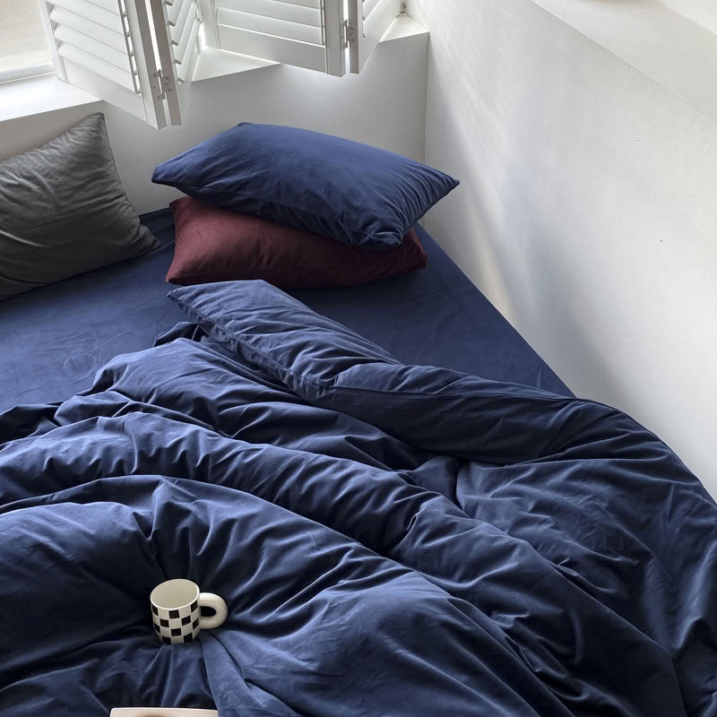 Solid Color Velvet Bedding Set