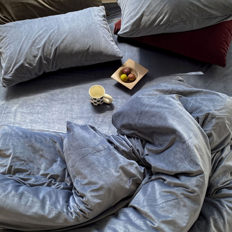 Solid Color Velvet Bedding Set
