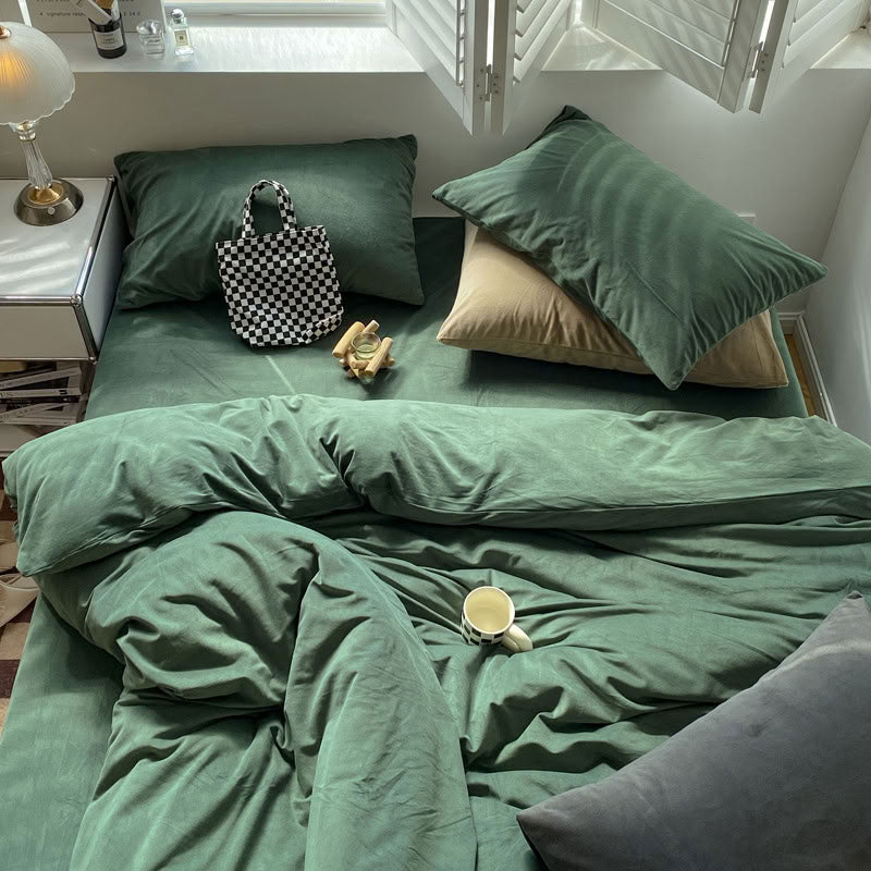 Solid Color Velvet Bedding Set