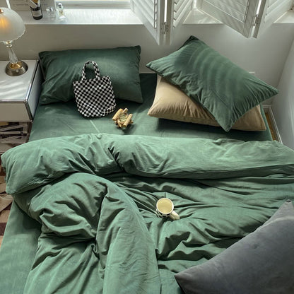 Solid Color Velvet Bedding Set