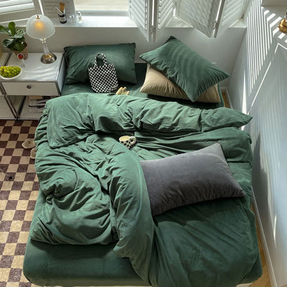 Solid Color Velvet Bedding Set
