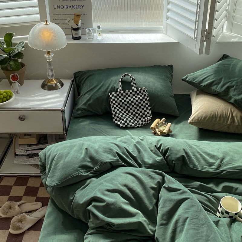 Solid Color Velvet Bedding Set