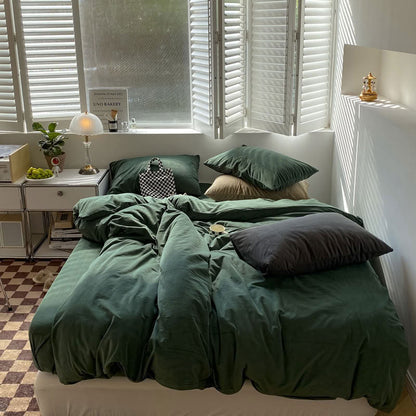 Solid Color Velvet Bedding Set