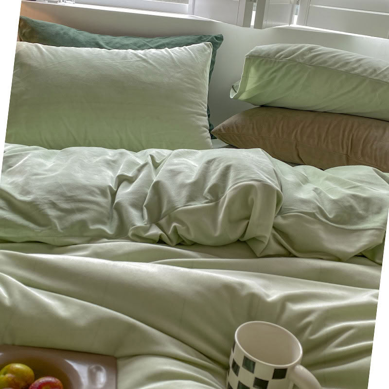 Solid Color Velvet Bedding Set