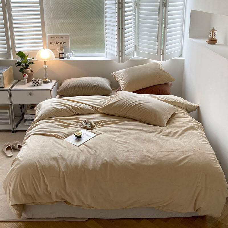 Solid Color Velvet Bedding Set