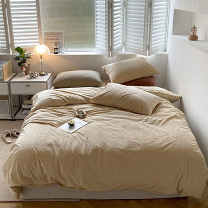 Solid Color Velvet Bedding Set