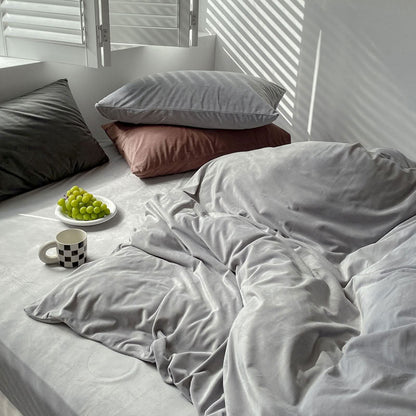 Solid Color Velvet Bedding Set