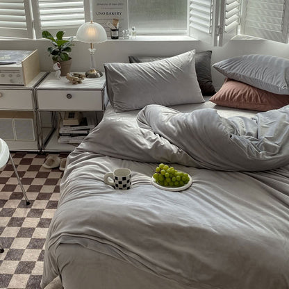 Solid Color Velvet Bedding Set