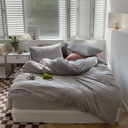 Solid Color Velvet Bedding Set