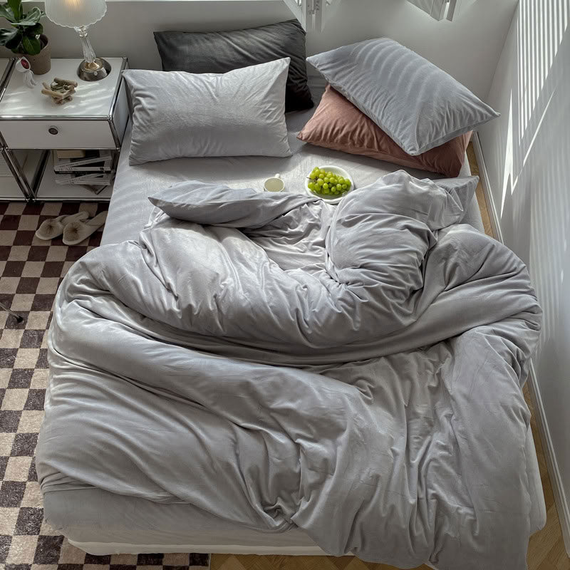 Solid Color Velvet Bedding Set
