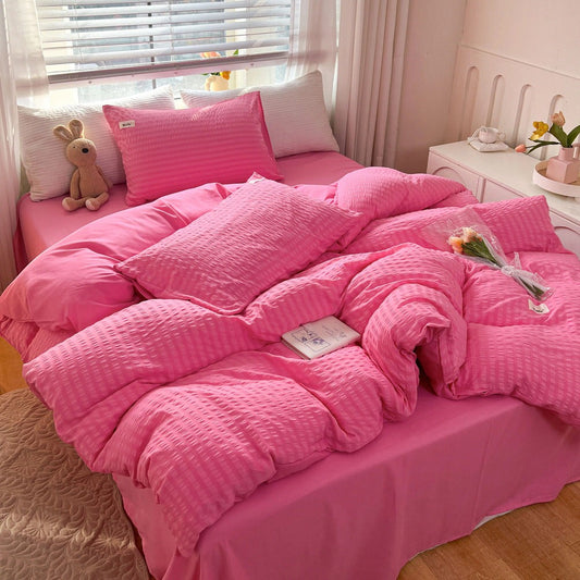 Conjunto de cama com capa de edredom com listras waffle