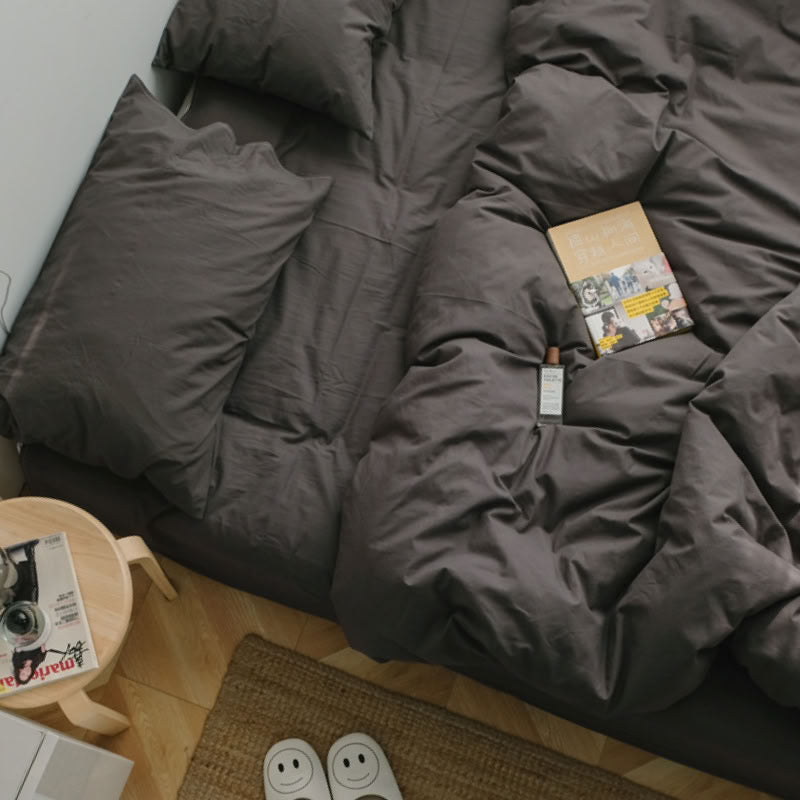 Solid Color Cotton Bedding Set