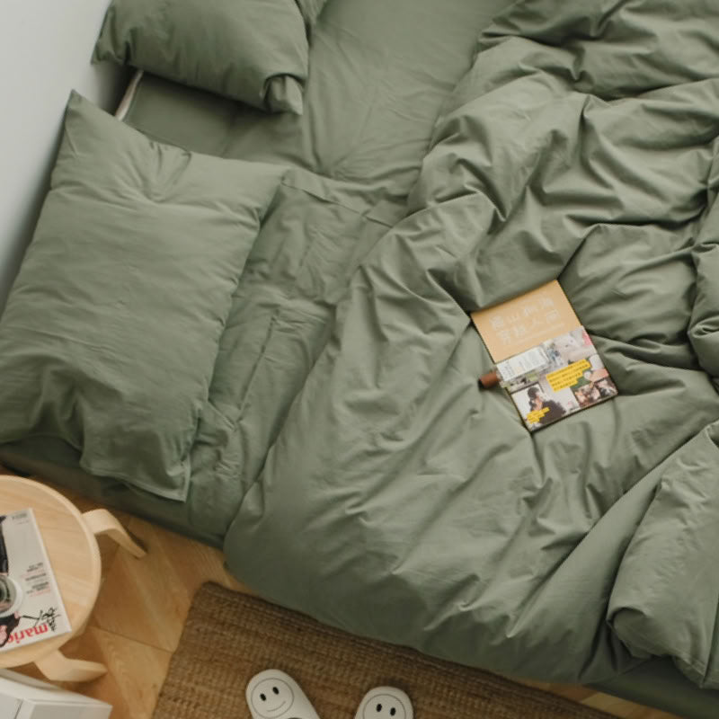 Solid Color Cotton Bedding Set