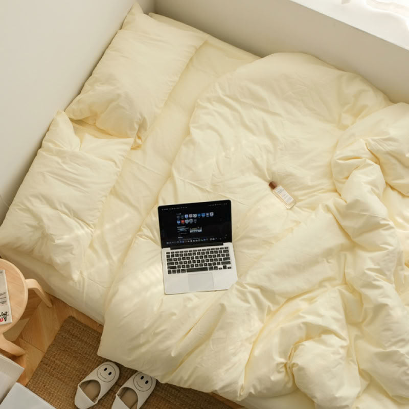 Solid Color Cotton Bedding Set