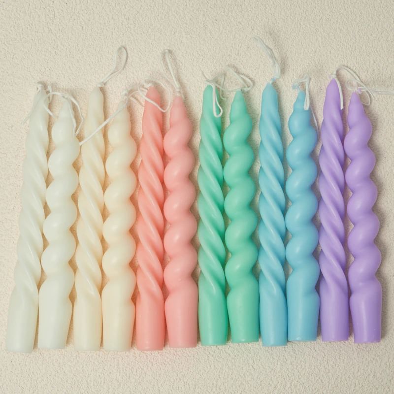 Spiral Twisted Pastel Candles (2 Pack) AESTHETIC_Danish Pastel spiral SUB CATEGORY_Desk Accessories swirled twisted