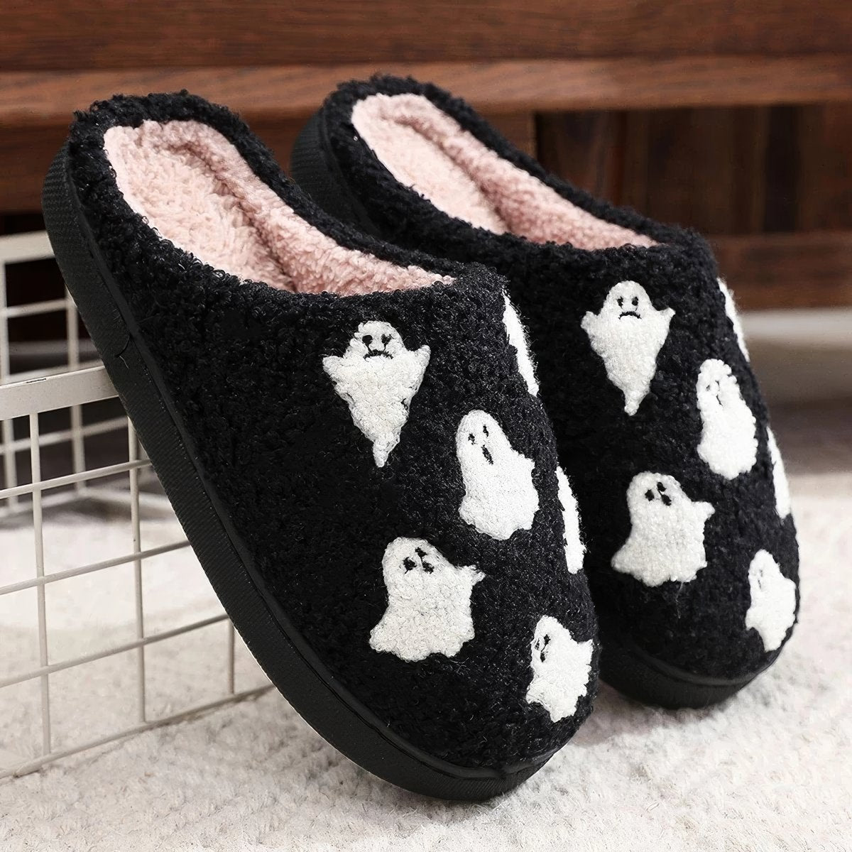 Spooky Ghost Soft Plush House Slippers