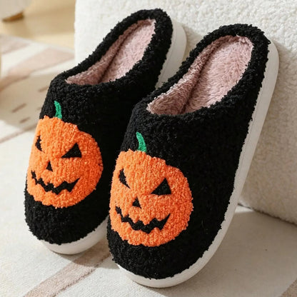 Spooky Pumkin Soft Plush House Slippers