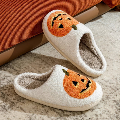 Spooky Pumkin Soft Plush House Slippers