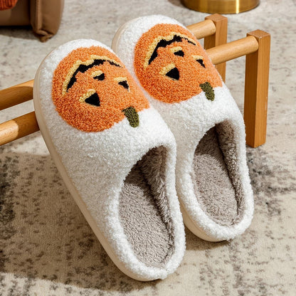 Spooky Pumkin Soft Plush House Slippers