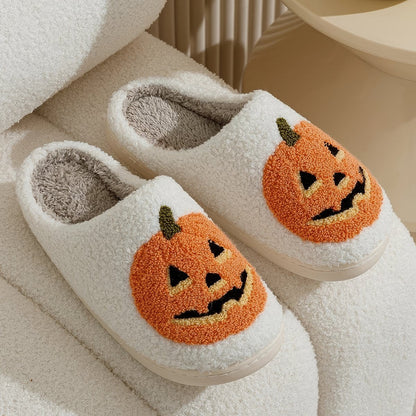 Spooky Pumkin Soft Plush House Slippers