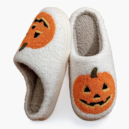 Spooky Pumkin Soft Plush House Slippers