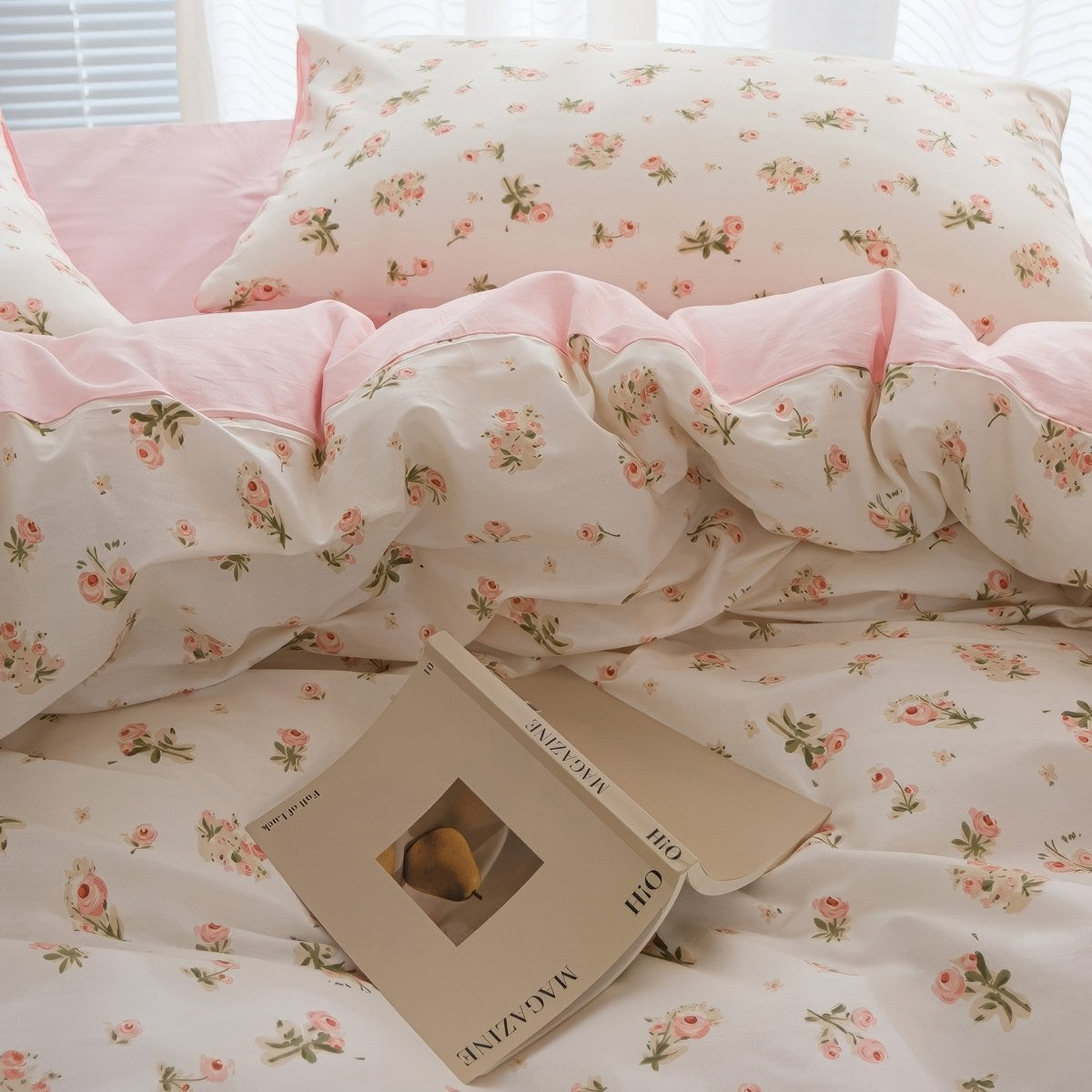 Spring Roses Pale Pink Bedding Set