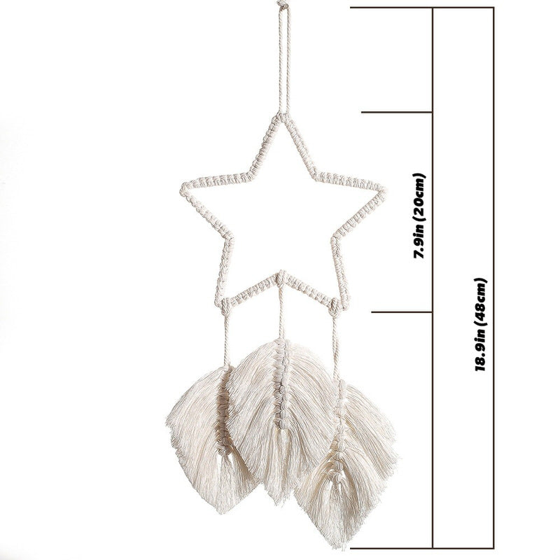 Star With Fringe Macrame Dreamcatcher AESTHETIC_Boho macrame hanging SUB CATEGORY_Wall Decor