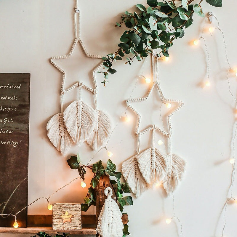 Star With Fringe Macrame Dreamcatcher AESTHETIC_Boho macrame hanging SUB CATEGORY_Wall Decor