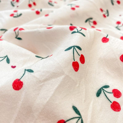 Stitched Edge Red Cherries Bedding Set bed sheet bedsheets coquette cottagecore red