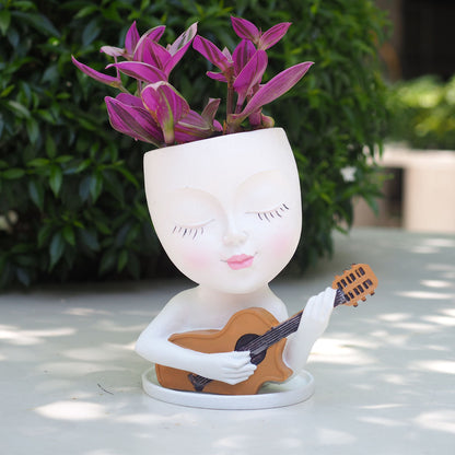 Guitar Lady Flowerpot