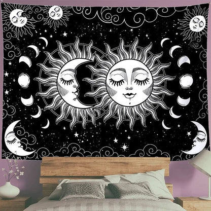 Sun and Moon Night Clouds Tapestry