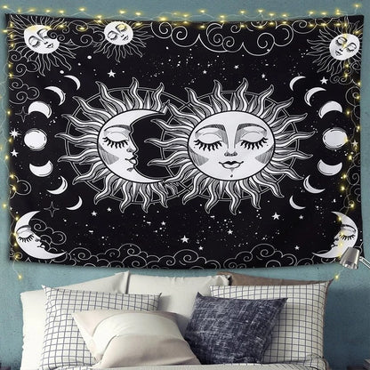 Sun and Moon Night Clouds Tapestry