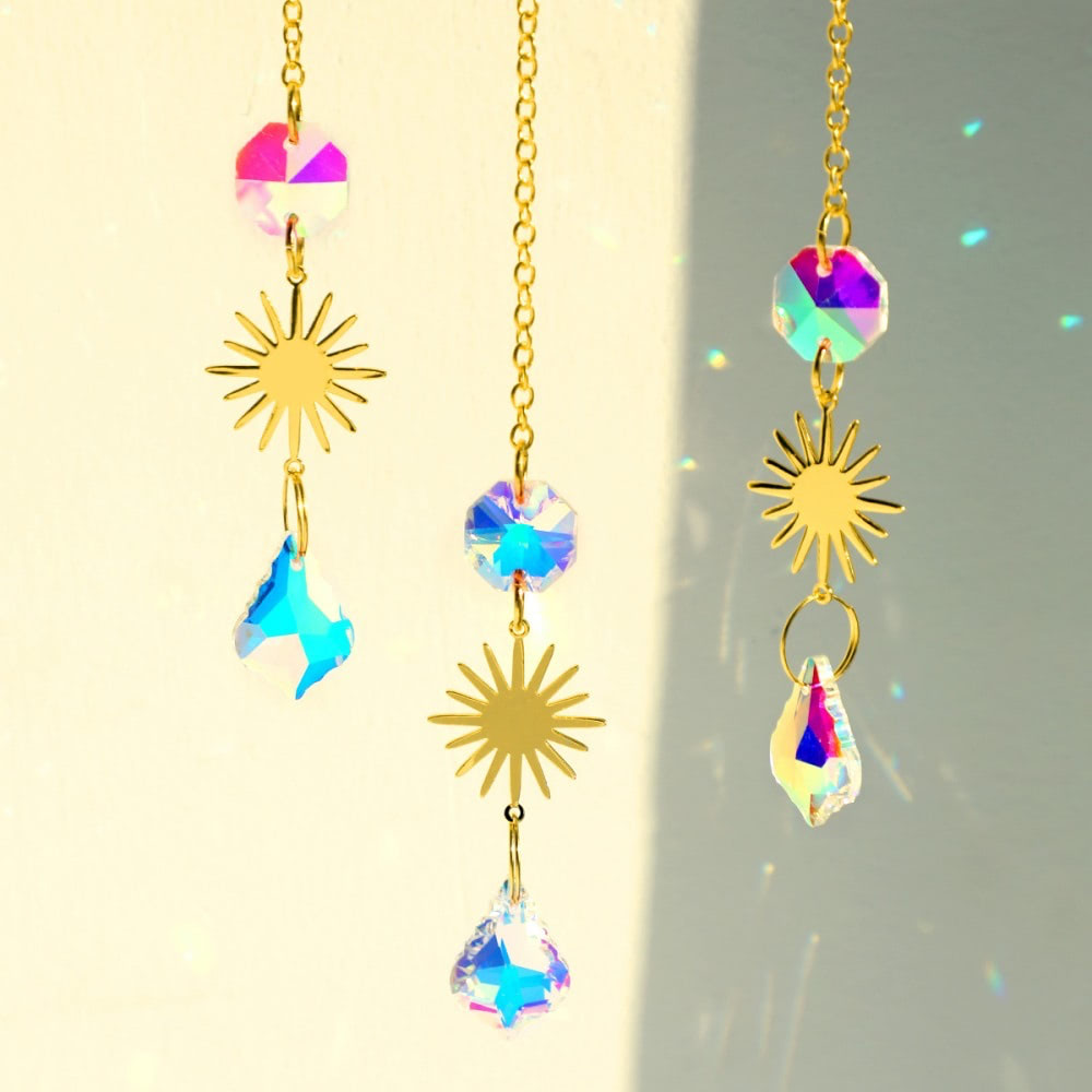 Moon & Star Amethyst Suncatcher Set AESTHETIC_Fairycore AESTHETIC_Witchcore light catcher lightcatcher SUB CATEGORY_Suncatchers sun catcher