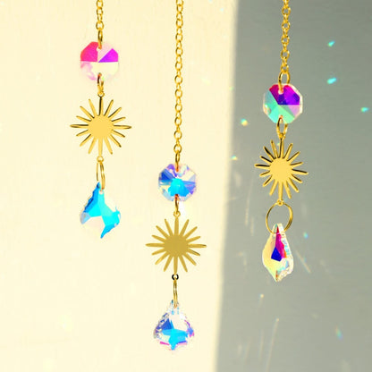 Moon & Star Amethyst Suncatcher Set AESTHETIC_Fairycore AESTHETIC_Witchcore light catcher lightcatcher SUB CATEGORY_Suncatchers sun catcher