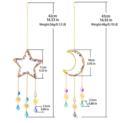 Moon & Star Amethyst Suncatcher Set AESTHETIC_Fairycore AESTHETIC_Witchcore light catcher lightcatcher SUB CATEGORY_Suncatchers sun catcher