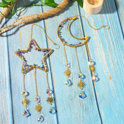 Moon & Star Amethyst Suncatcher Set AESTHETIC_Fairycore AESTHETIC_Witchcore light catcher lightcatcher SUB CATEGORY_Suncatchers sun catcher