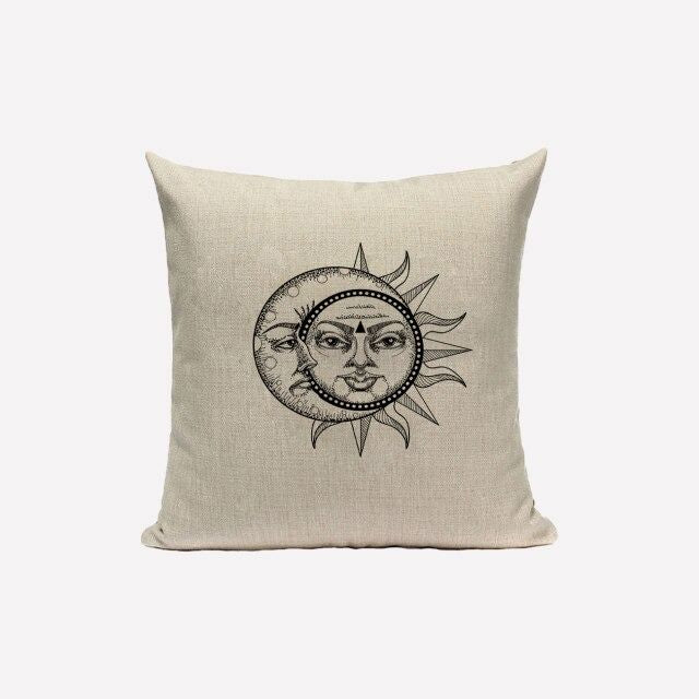 Monochrome Sun & Moon Cushion Covers astrological astrology boho SUB CATEGORY_Cushion Covers