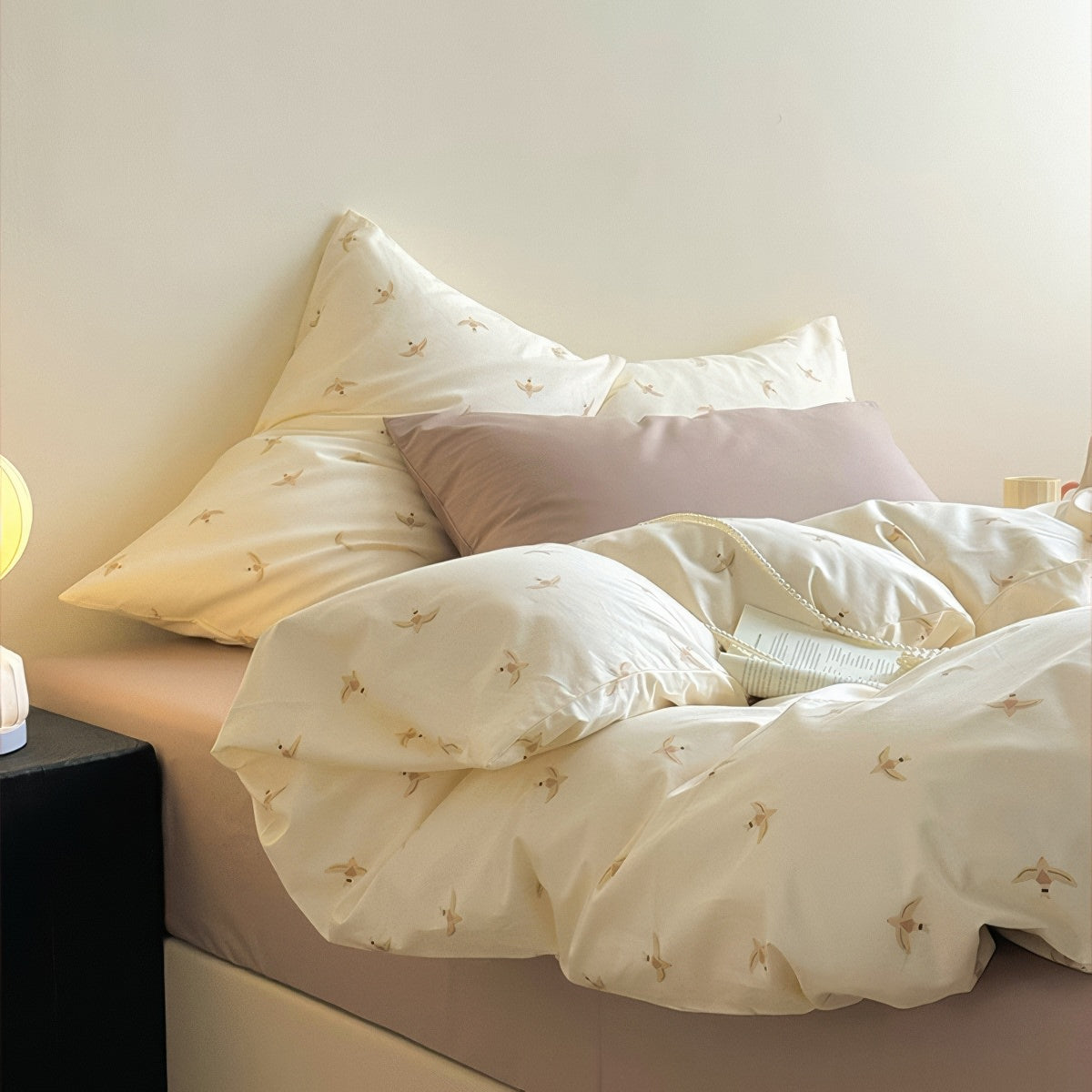 Bettwäscheset aus Baumwolle mit Schwalben-Vogel-Print
