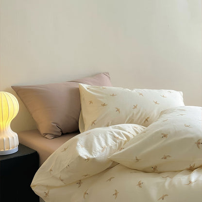 Bettwäscheset aus Baumwolle mit Schwalben-Vogel-Print