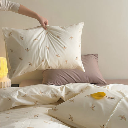 Bettwäscheset aus Baumwolle mit Schwalben-Vogel-Print