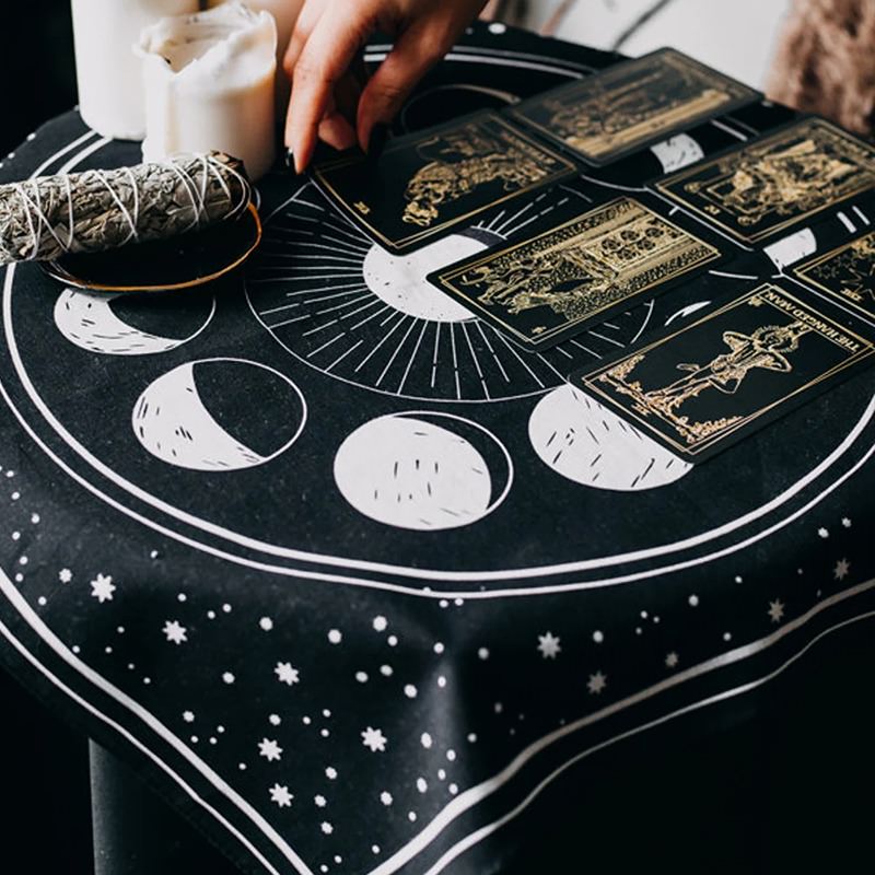 Tarot Moon Phases Altar Cloth AESTHETIC_Fairycore AESTHETIC_Mushroom SUB CATEGORY_Tapestries