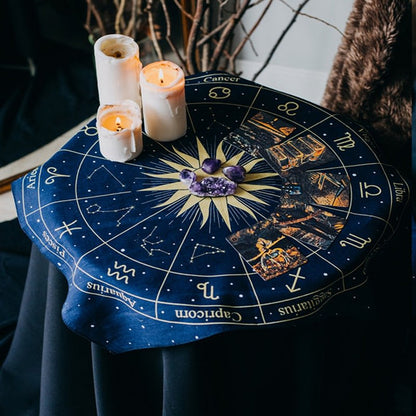 Tarot Wheel of Zodiac Altar Cloth AESTHETIC_Fairycore AESTHETIC_Mushroom SUB CATEGORY_Tapestries