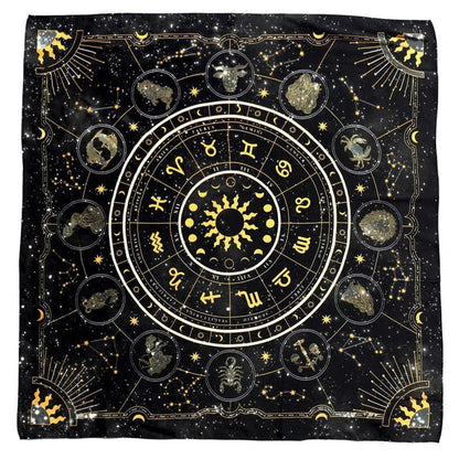 Tarot Wheel of Zodiac Altar Cloth AESTHETIC_Fairycore AESTHETIC_Mushroom SUB CATEGORY_Tapestries